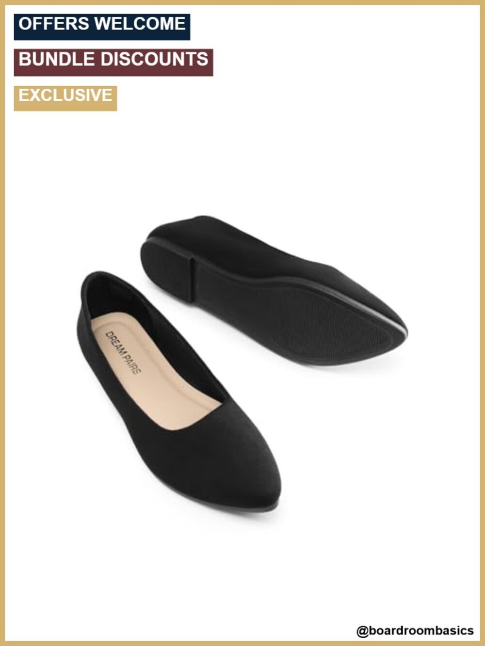 Pointed Toe Ballet Flats - Faux Suede, Slip-On, Cushioned, Flexible, Foldable - Picture 3 of 6